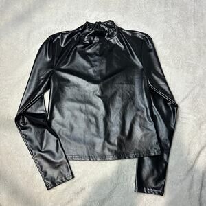 BB Dakota by Steve Madden Never Too Latex Faux Leather Top Black Size M